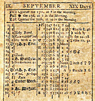England 1752 September
